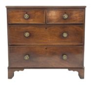 George III mahogany chest, rectangular top with reeded moulding above two short and two long drawers