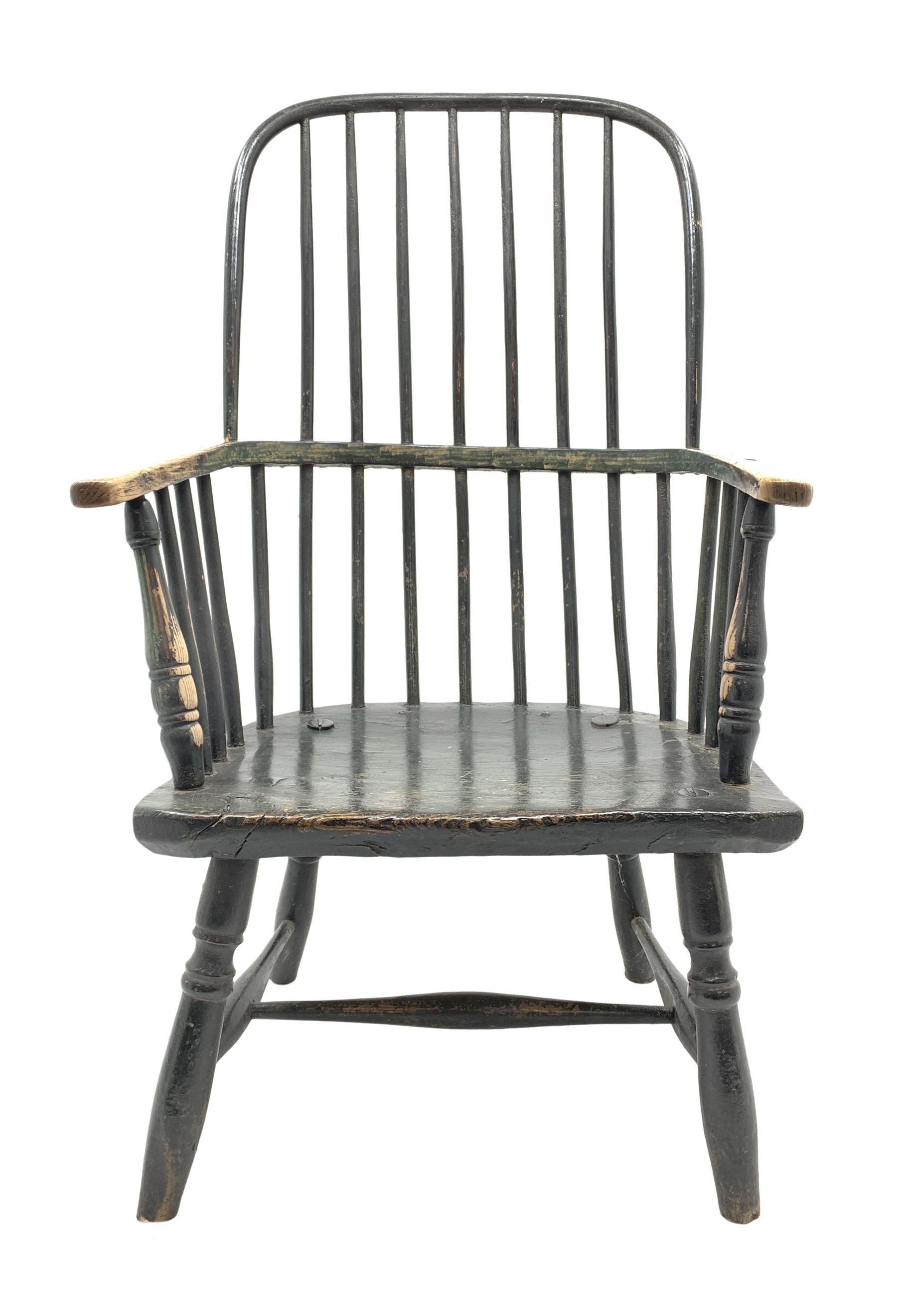 18th century elm and ash primitive vernacular Windsor armchair