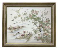 Framed Japanese porcelain plaque