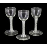 Set of three 18th century drinking glasses