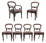 Matched set of six Victorian mahogany balloon back chairs