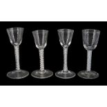 Four 18th century wine glasses