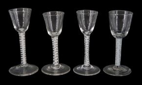 Four 18th century wine glasses