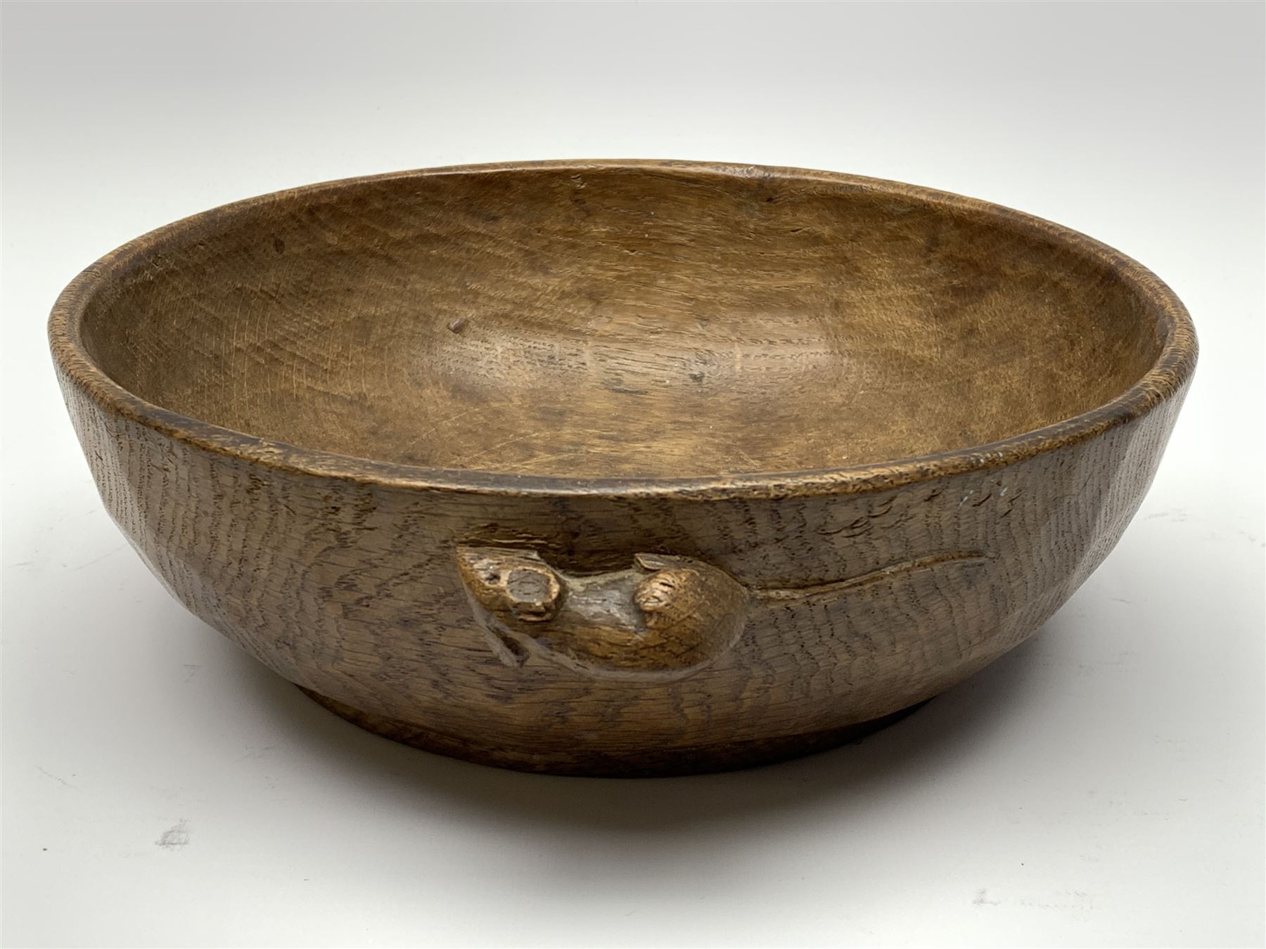 'Mouseman' adzed oak fruit bowl circa. 1950's - Image 5 of 8