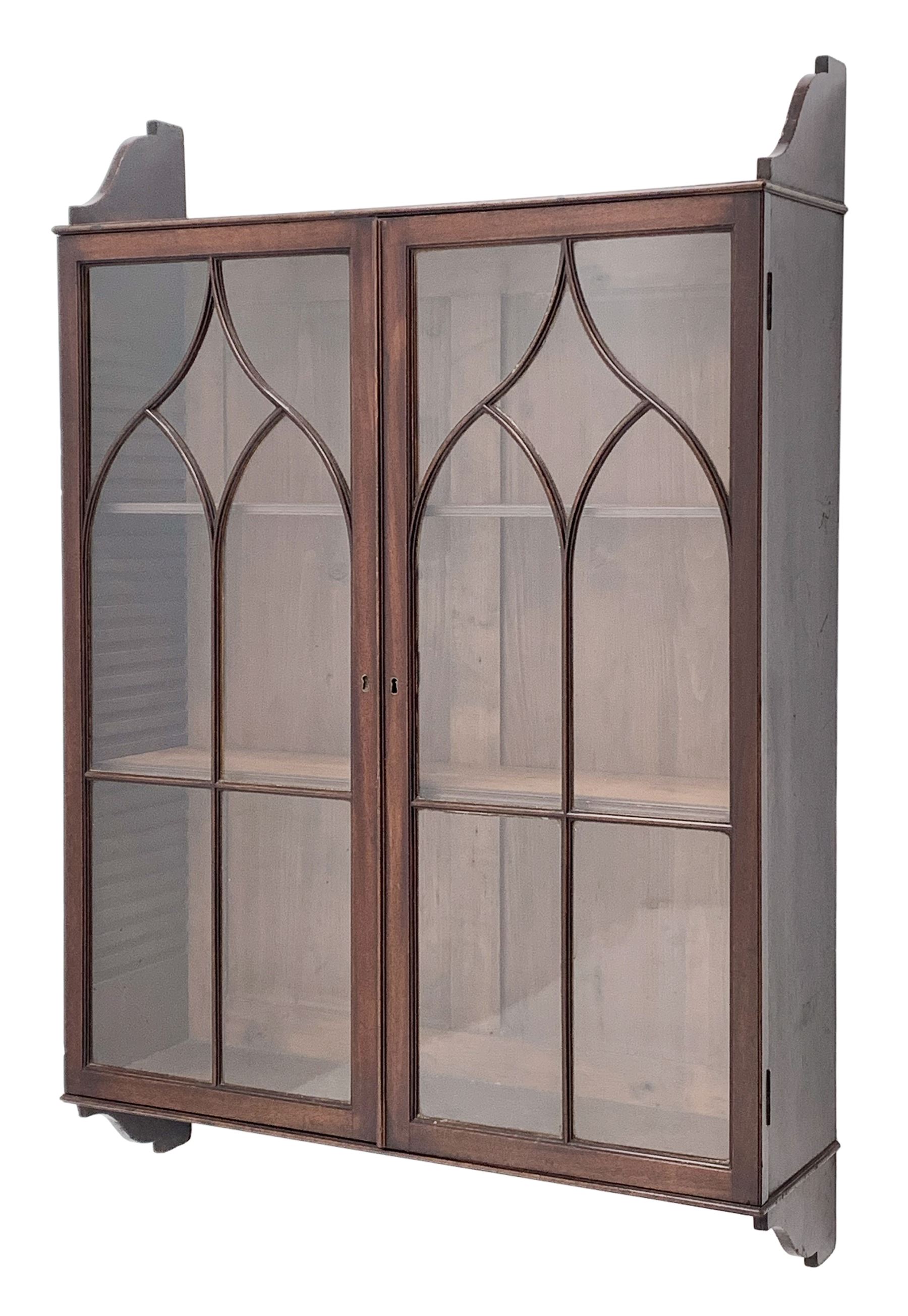 Georgian mahogany Gothic wall hanging cabinet