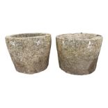 Pair weathered granite planters