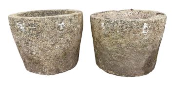 Pair weathered granite planters