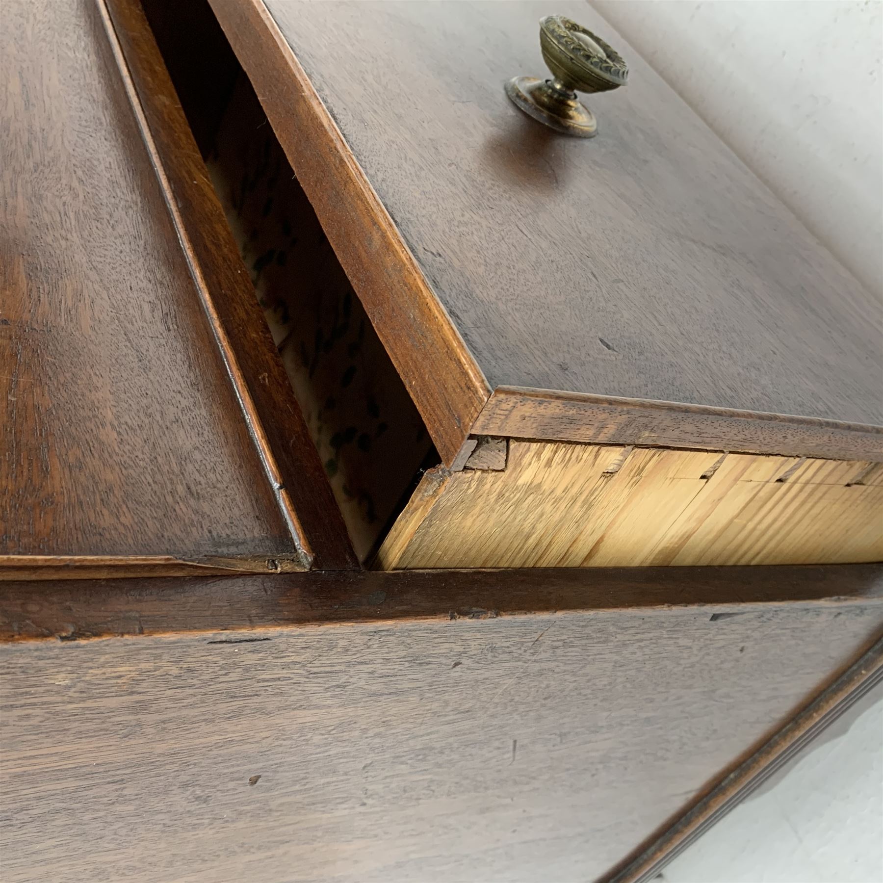 George III mahogany chest, rectangular top with reeded moulding above two short and two long drawers - Image 4 of 5