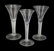 Three 18th century drinking glasses