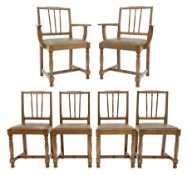 'Acornman' set six oak dining chairs