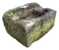 18th/19th century weathered sandstone shallow trough planter