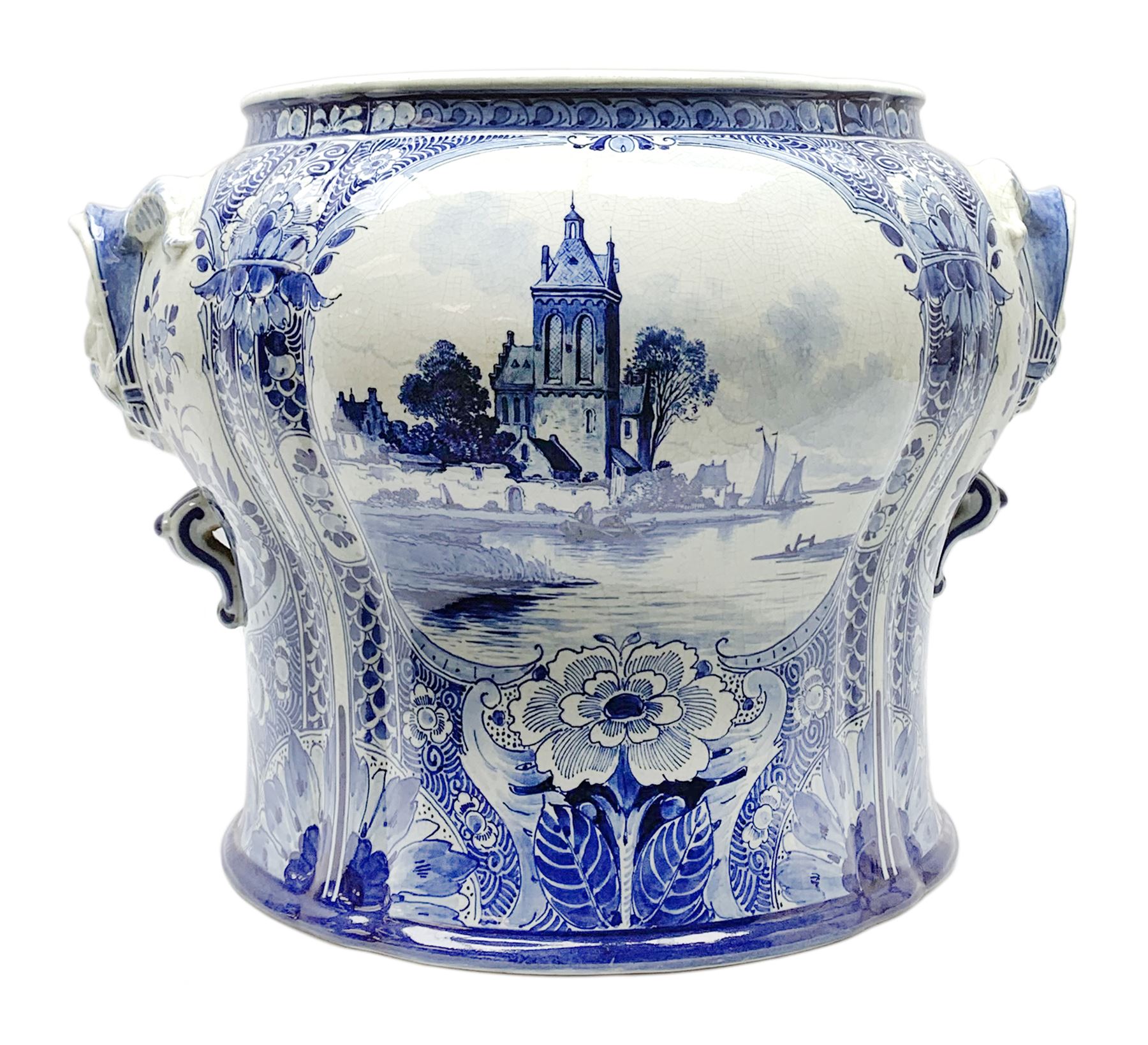 Large 20th century Delft blue and white jardini�re