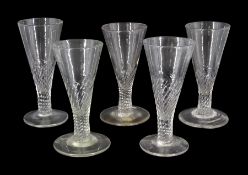 Five late 18th/early 19th century short ale drinking glasses