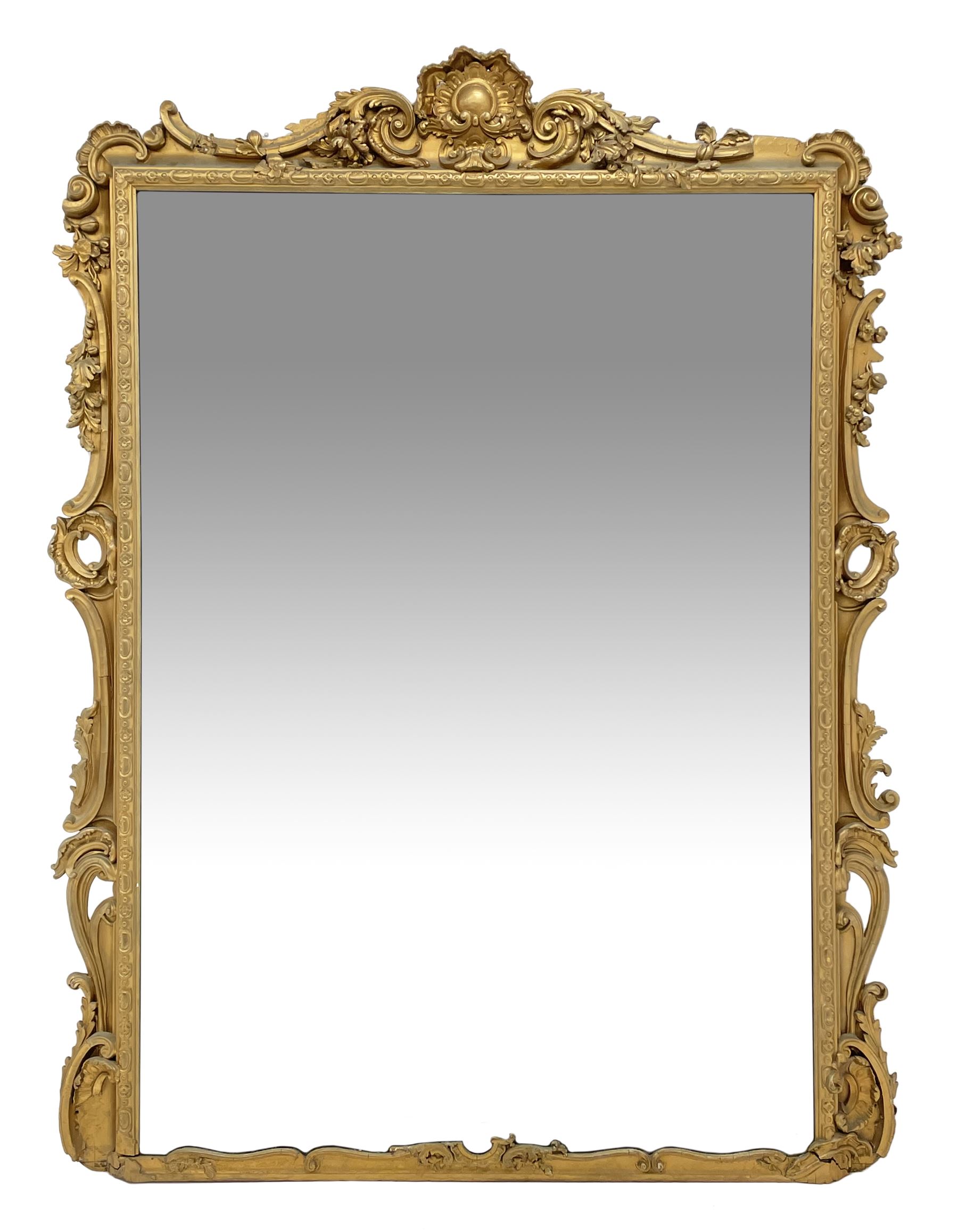 Victorian gilt wood and gesso overmantel mirror