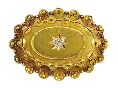 Victorian gold diamond set mourning brooch stamped 15ct