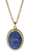 9ct gold oval opal triplet pendant necklace