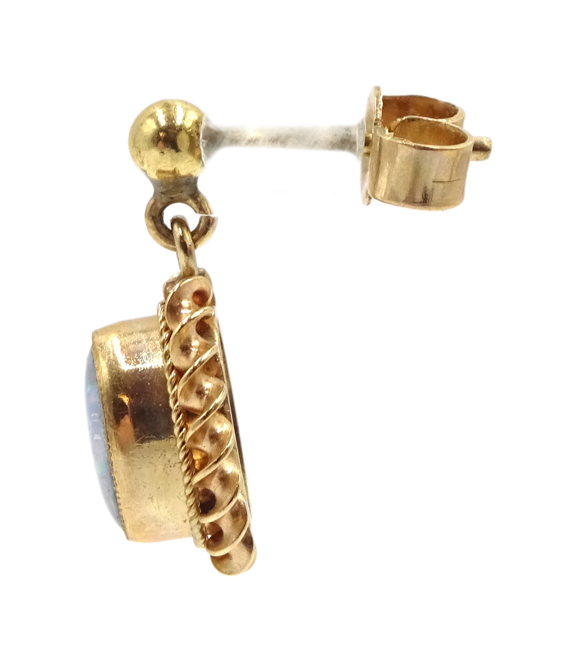Pair of 9ct gold oval opal triplet pendant stud earrings - Image 2 of 2