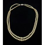 Double strand pearl necklace