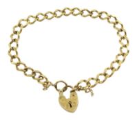 9ct gold fattened link bracelet with heart locket