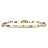 9ct white and yellow gold Greek key design link bracelet