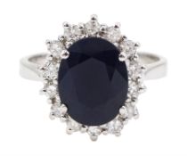 18ct white gold sapphire and diamond cluster ring