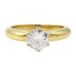 18ct gold single stone round brilliant cut diamond ring