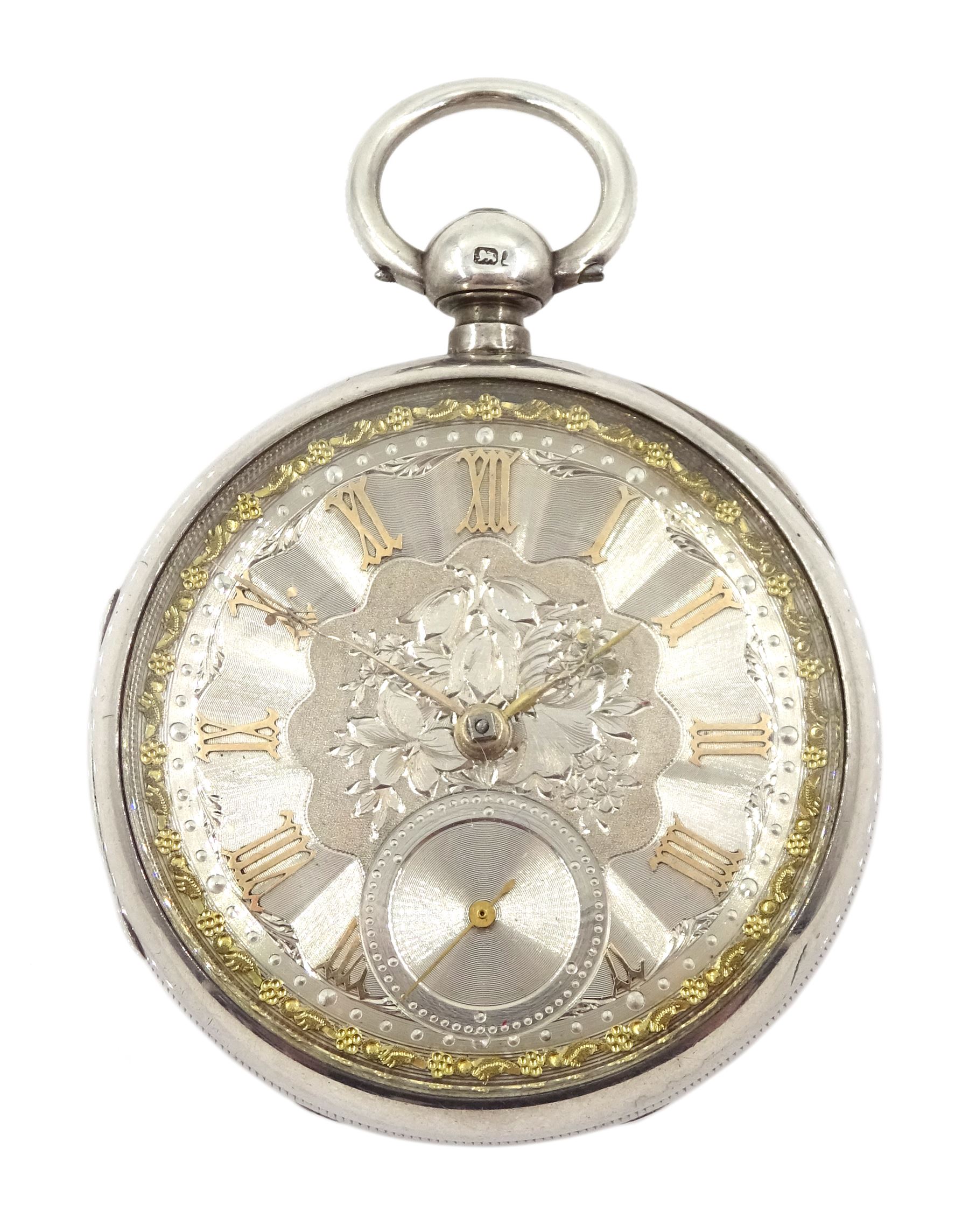 Victorian silver open face fusee pocket watch by J.Shey