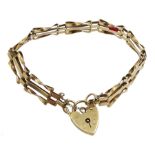 9ct gold three bar gate bracelet