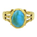 Victorian 18ct gold single stone cabochon turquoise ring