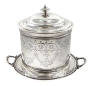 Victorian twin handled silver biscuit barrel