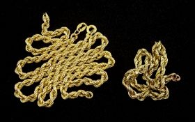 9ct gold rope link necklace and links