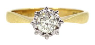 18ct gold single stone round brilliant cut diamond illusion set ring