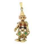 9ct gold gem set clown pendant