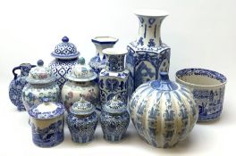 A selection of blue and white ceramics