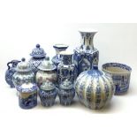 A selection of blue and white ceramics