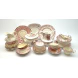 A quantity of assorted 19th century pink lustre teawares