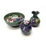 Three pieces of Moorcroft pottery