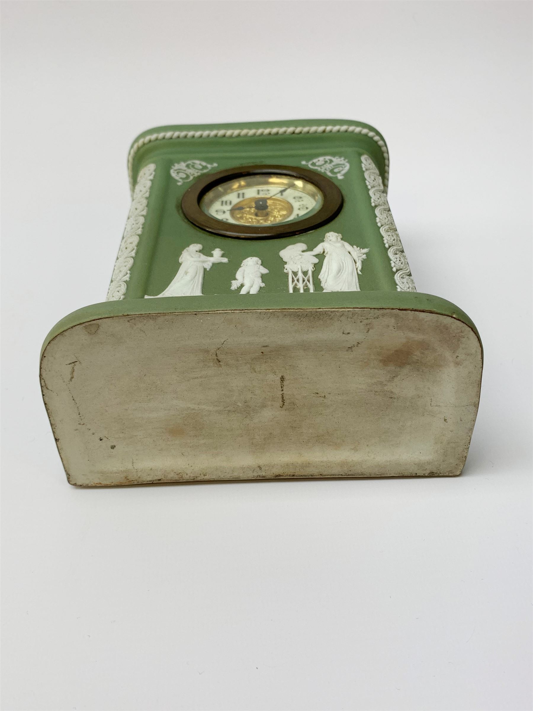 An early 20th century Wedgwood sage green jasper timepiece - Image 19 of 31