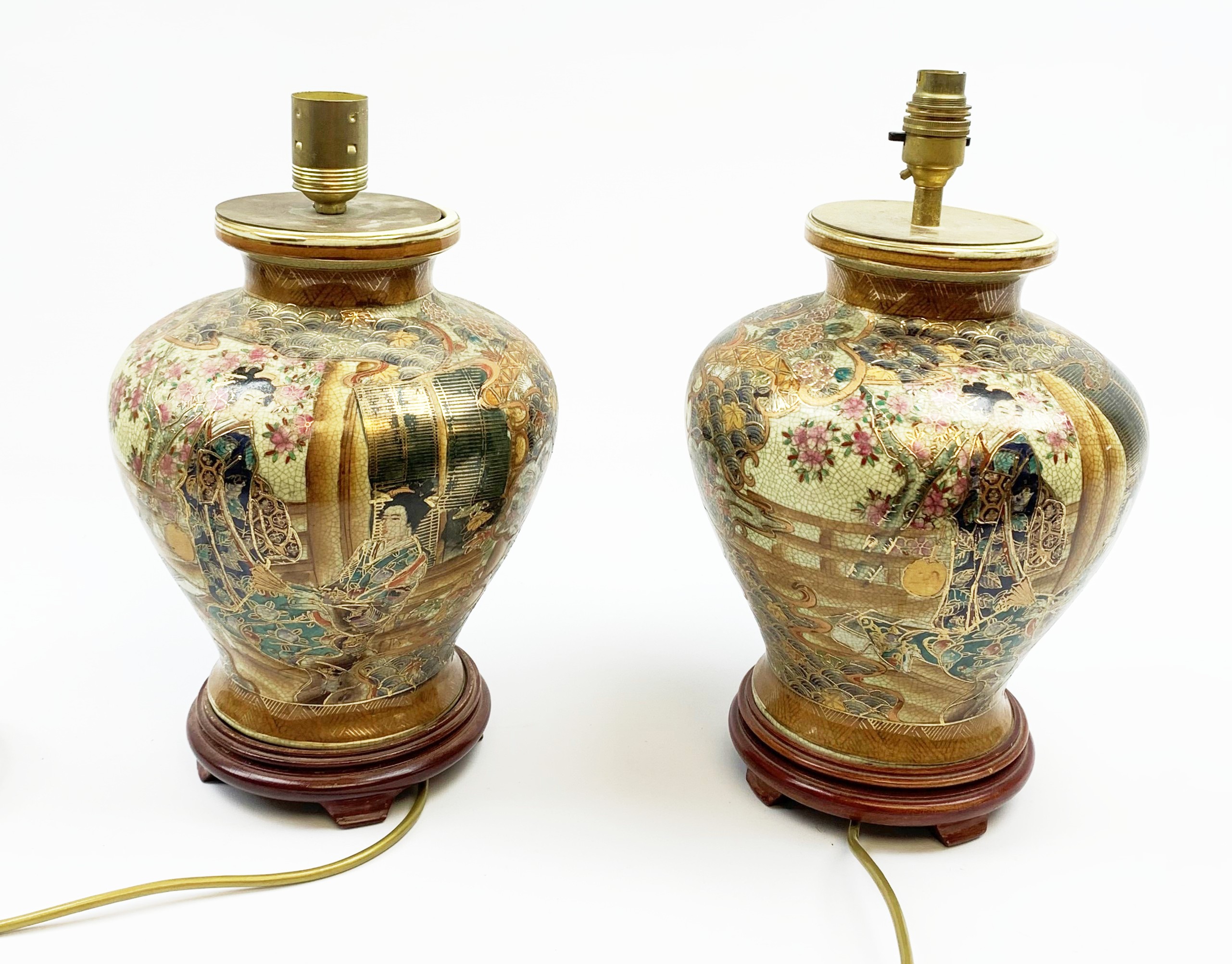 A pair of 20th century Japanese Satsuma style table lamps - Image 14 of 14