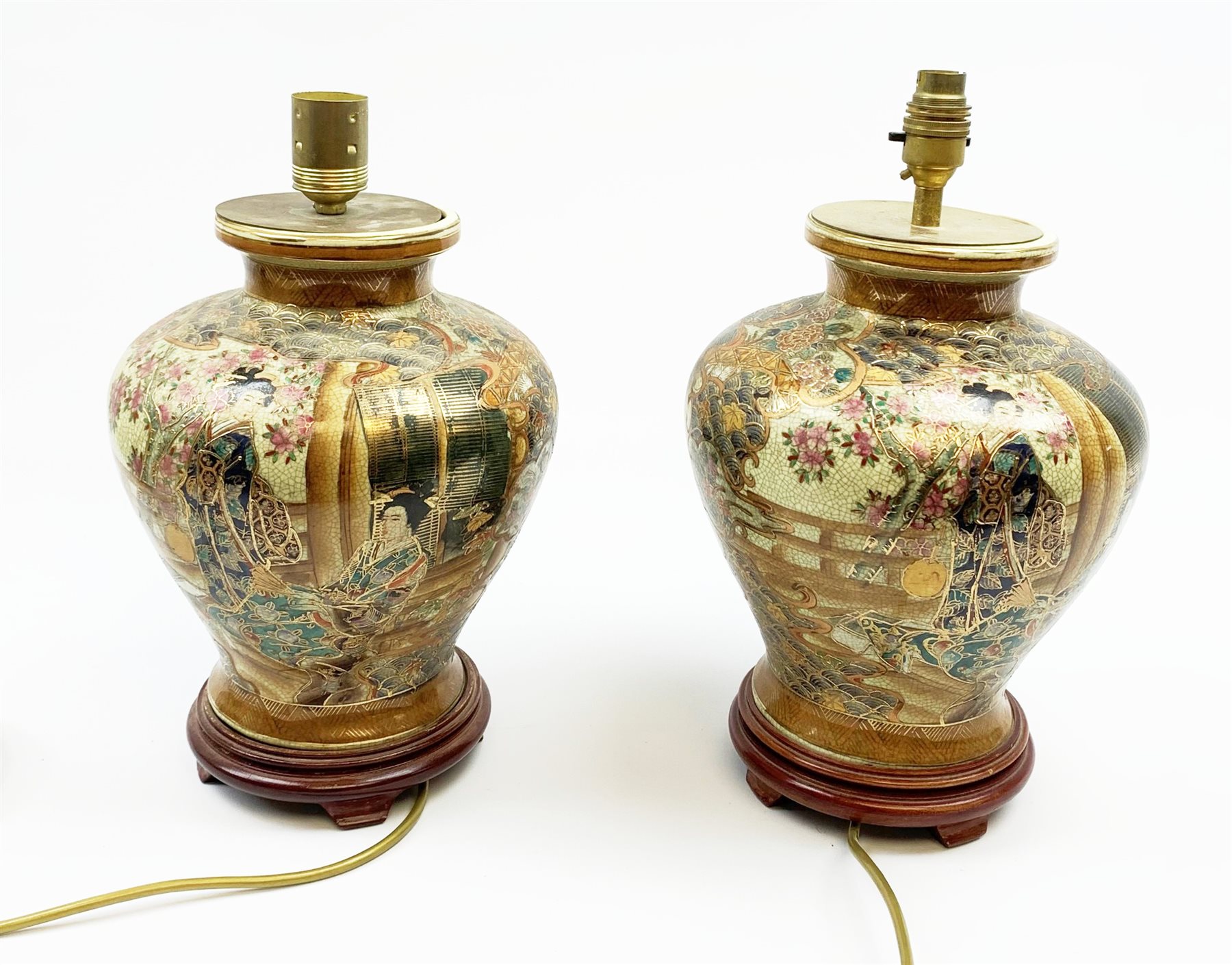 A pair of 20th century Japanese Satsuma style table lamps - Image 4 of 14