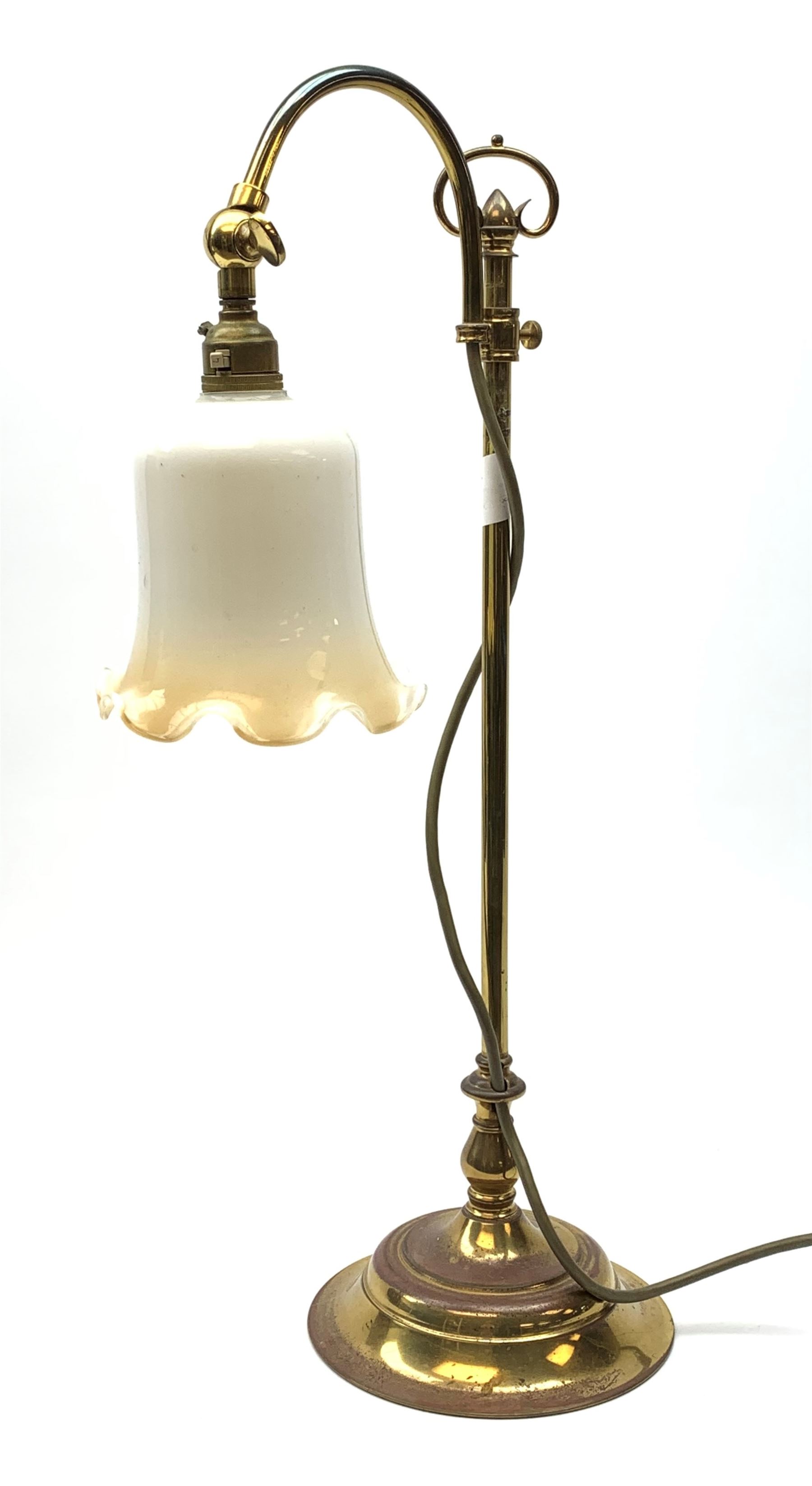 A brass rise and fall students lamp - Image 3 of 6