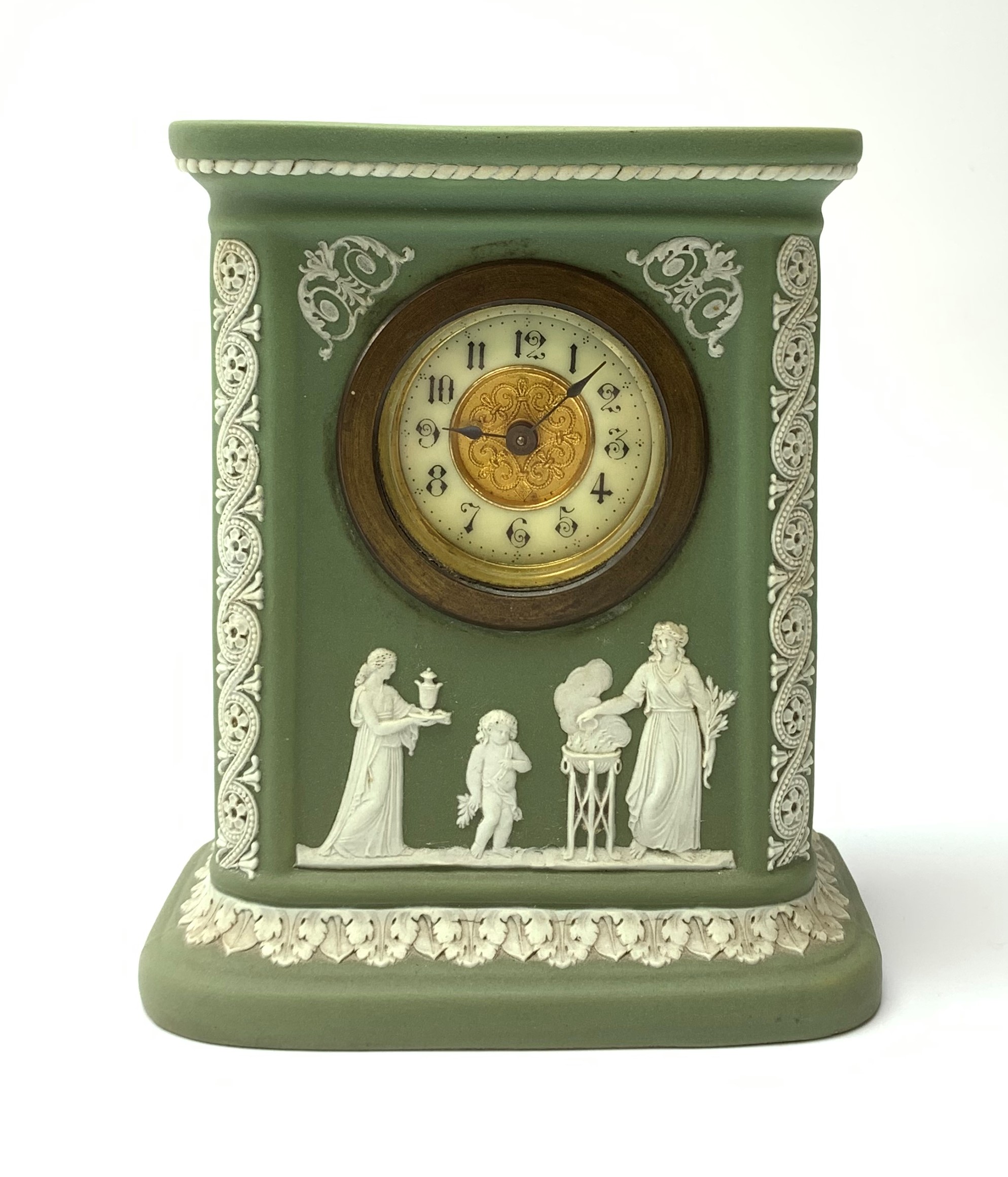 An early 20th century Wedgwood sage green jasper timepiece - Image 22 of 31