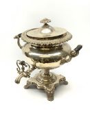 A 19th century silver plated hot water urn and cover