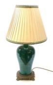 A green crackle glaze table lamp