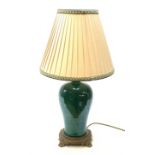 A green crackle glaze table lamp