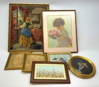 A group of assorted framed needleworks