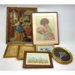 A group of assorted framed needleworks