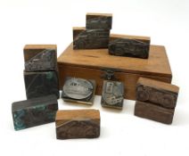 A group of eleven printing blocks