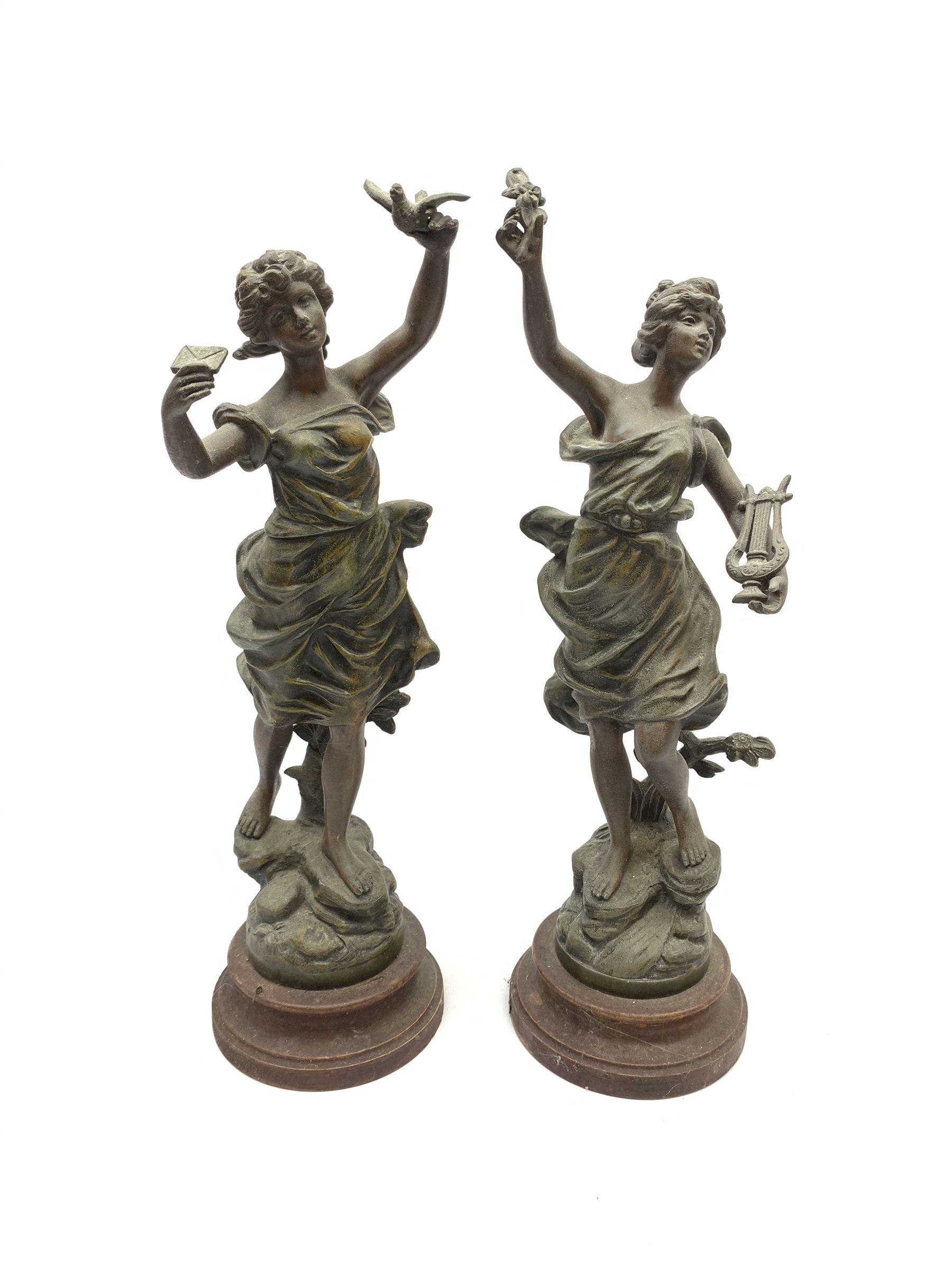 A pair of spelter figures