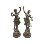 A pair of spelter figures